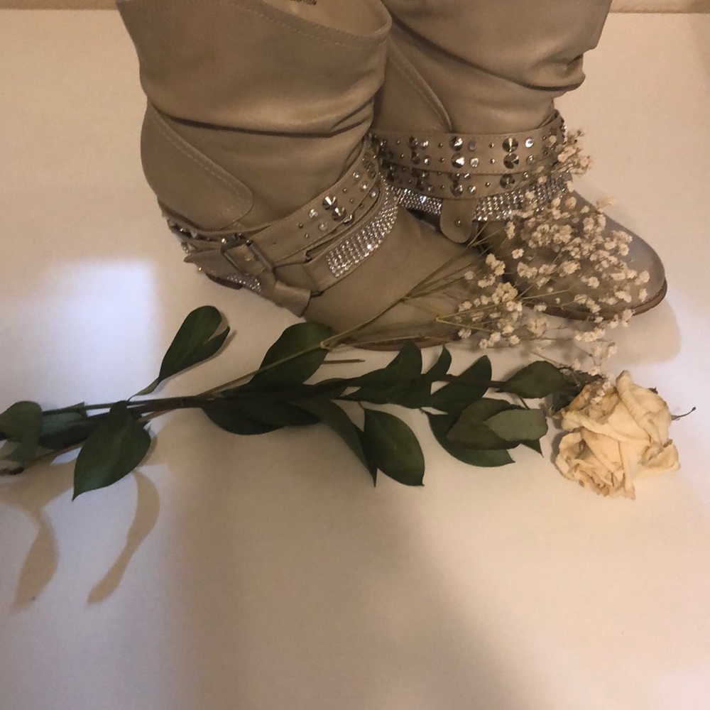 Nude Bling Bling Boots 3 1/2 in heel!!